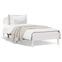 vidaXL Sängram utan madrass vit 90x200 cm massiv furu