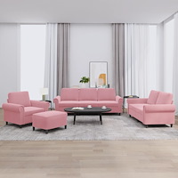 vidaXL Soffgrupp med dynor 4 delar rosa sammet