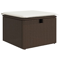 vidaXL Trädgårdspall med dyna brun 55x55x37 cm konstrotting