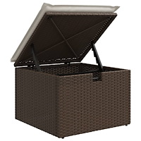 vidaXL Trädgårdspall med dyna brun 55x55x37 cm konstrotting