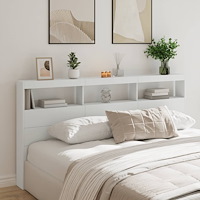 vidaXL Sänggavel med LED vit 200x17x102 cm