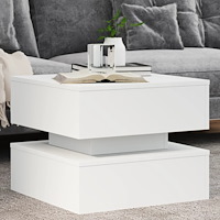 vidaXL Soffbord med LED vit 50x50x40 cm