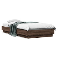 vidaXL Sängram utan madrass brun ek 100x200 cm konstruerad trä