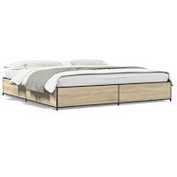 vidaXL Sängram sonoma-ek 180x200 cm konstruerat trä och metall