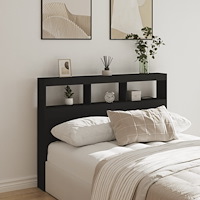 vidaXL Sänggavel med LED svart 140x17x102 cm