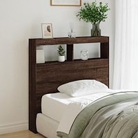 vidaXL Sänggavel med LED brun ek 100x17x102 cm