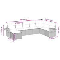 vidaXL Loungegrupp för trädgården med dynor 8 delar brun konstrotting