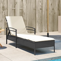 vidaXL Solsäng med dyna svart 63x200x81 cm konstrotting