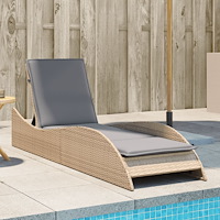 vidaXL Solsäng med dyna beige 60x205x73 cm konstrotting