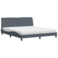 vidaXL Säng med madrass mörkgrå 180x200 cm sammet