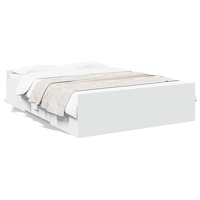 vidaXL Sängram med lådor vit 120x200 cm konstruerat trä