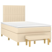 vidaXL Ramsäng med madrass gräddvit 120x190 cm tyg