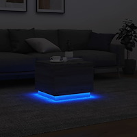 vidaXL Soffbord med LED grå sonoma 50x50x40 cm