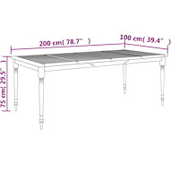 vidaXL Bataviabord 200x100x75 cm massiv teak