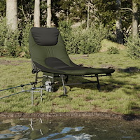 vidaXL Liggande fiskestol med justerbara ben hopfällbar grön