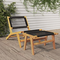vidaXL Trädgårdsstol med fotstöd massiv teak och polyester