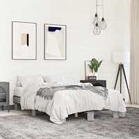 vidaXL Sängram grå sonoma 135x190 cm konstruerat trä och metall
