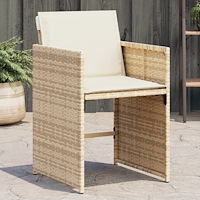 vidaXL Trädgårdsstolar med dynor 4 st beige konstrotting