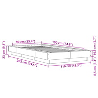 vidaXL Sängram svart 90x190 cm konstruerat trä