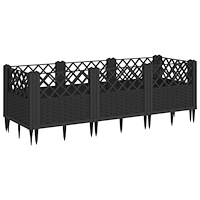 vidaXL Odlingslåda med piggar svart 123,5x43,5x43,5 cm PP