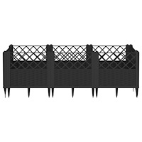 vidaXL Odlingslåda med piggar svart 123,5x43,5x43,5 cm PP