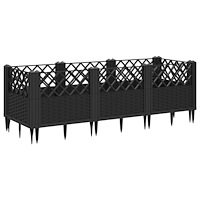 vidaXL Odlingslåda med piggar svart 123,5x43,5x43,5 cm PP