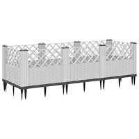 vidaXL Odlingslåda med piggar vit 123,5x43,5x43,5 cm PP
