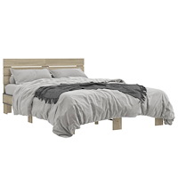 vidaXL Sängram sonoma-ek 135x190 cm konstruerat trä och metall