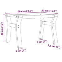 vidaXL Bordsben för soffbord Y-ram 60x40x38 cm stål