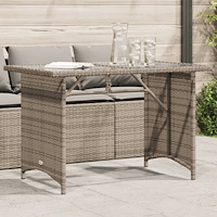 vidaXL Trädgårdsbord med glasskiva grå 110x68x70 cm konstrotting