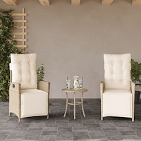 vidaXL Justerbara trädgårdsstolar 2 st med fotstöd beige konstrotting