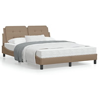 vidaXL Sängram med huvudgavel cappuccino 140x190 cm konstläder