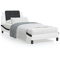vidaXL Sängram med huvudgavel vit och svart 80x200 cm konstläder