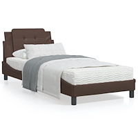vidaXL Sängram med huvudgavel brun 90x190 cm konstläder