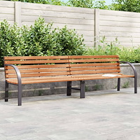 vidaXL Trädgårdsbänk brun 231 cm trä & pulverlackerat stål