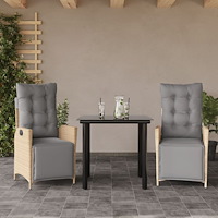 vidaXL Matgrupp för trädgården med dynor 3 delar mixbeige konstrotting