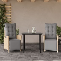 vidaXL Matgrupp för trädgården med dynor 3 delar mixbeige konstrotting