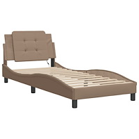 vidaXL Sängram med LED-belysning cappuccino 100x200 cm konstläder