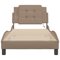vidaXL Sängram med LED-belysning cappuccino 100x200 cm konstläder