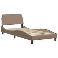 vidaXL Sängram med LED-belysning cappuccino 100x200 cm konstläder