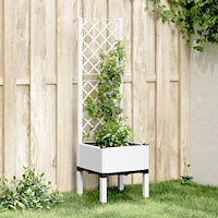 vidaXL Odlingslåda med spaljé vit 40x40x142 cm PP