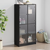 vidaXL Skåp med dörrar svart 68x37x142 cm konstruerat trä