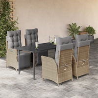 vidaXL Matgrupp för trädgården med dynor 5 delar mixbeige konstrotting