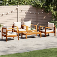 vidaXL Soffgrupp för trädgården med dynor 5 delar massivt akaciaträ