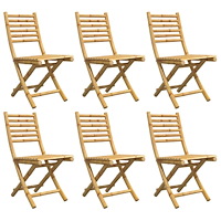 vidaXL Hopfällbara trädgårdsstolar 6 st 43x54x88 cm bambu