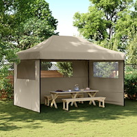 vidaXL Pop-Up hopfällbart partytält med 3 sidoväggar taupe