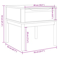 vidaXL Lampbrod FLORO vit 55x55x54 cm massiv furu