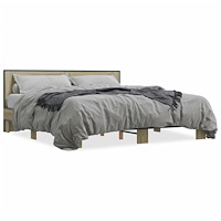 vidaXL Sängram sonoma-ek 200x200 cm konstruerat trä och metall