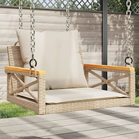 vidaXL Gungbänk med dynor beige 63x62x40 cm konstrotting