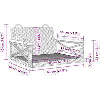 vidaXL Gungbänk svart 63x62x40 cm konstrotting